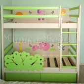 Мебель для детской на заказ "Кровать двухъярусная "Джунгли""