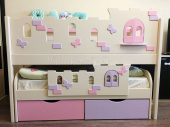 Мебель для детской на заказ "Кровать выкатная "Замок розовый""