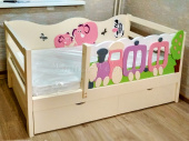 Мебель для детской на заказ "Кровать для детей от 3х лет Розовые Слоники"