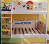 Мебель для детской на заказ "Кровать двухъярусная Домик и Паровозик"
