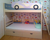 Мебель для детской на заказ "Кровать двухъярусная "Гонка и машинки""