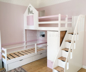 Мебель для детской на заказ "Кровать чердак "Кошкин дом" и кровать низкая с бортиком"