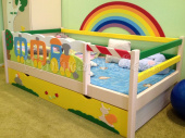 Мебель для детской на заказ "Кровать с ящиками "Паровозик" для ребенка"
